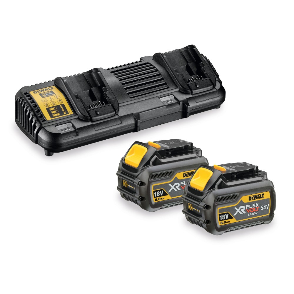 DeWALT XR FLEXVOLT ātrā lādētāja komplekts ar akumulatoriem DeWALT XR FLEXVOLT ātrā lādētāja komplekts ar akumulatoriem