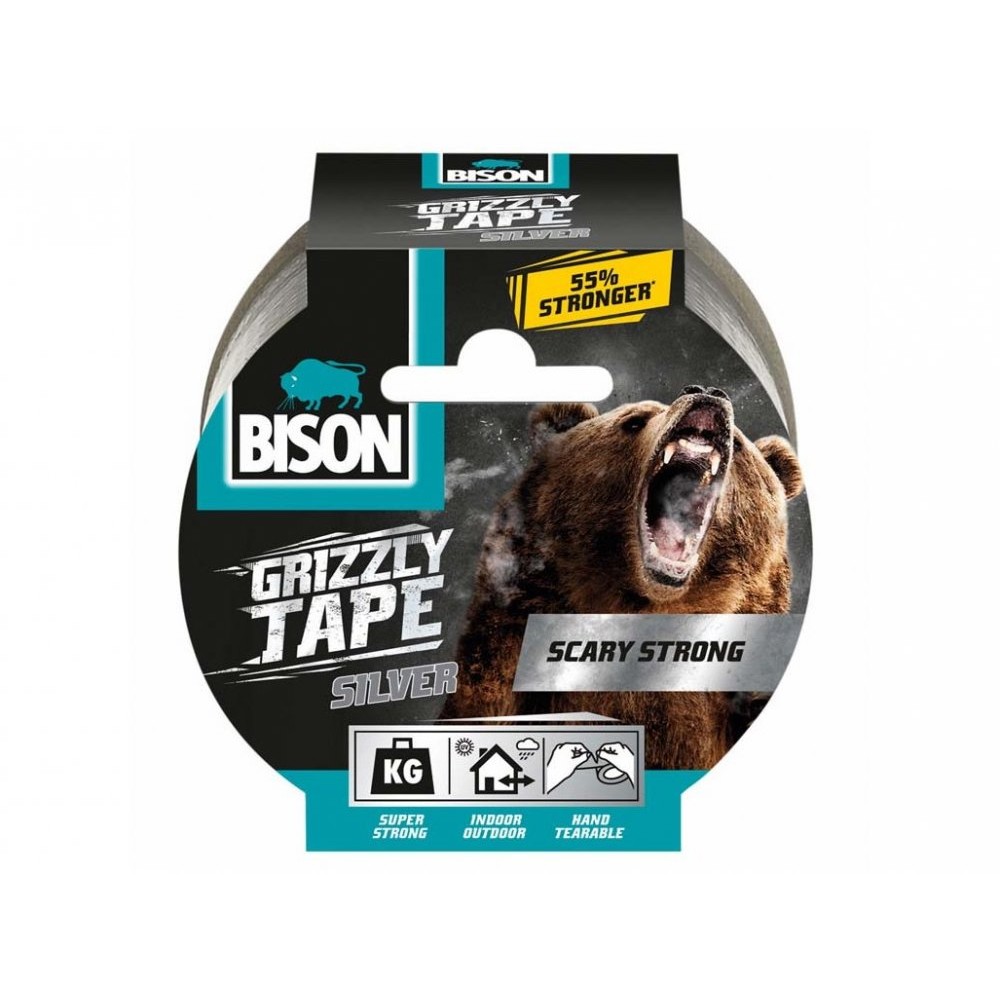 Bison Grizzly līmlente sudraba 10m Bison Grizzly līmlente sudraba 10m